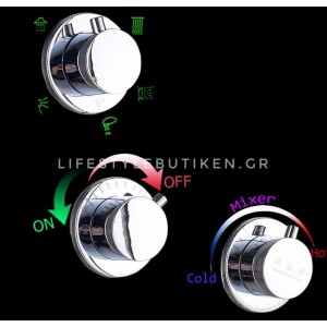 NARON Στήλη Ντουζ Υδρομασάζ Led Φωτισμό Και Ψηφιακή Οθόνη NR-6010B BLACK