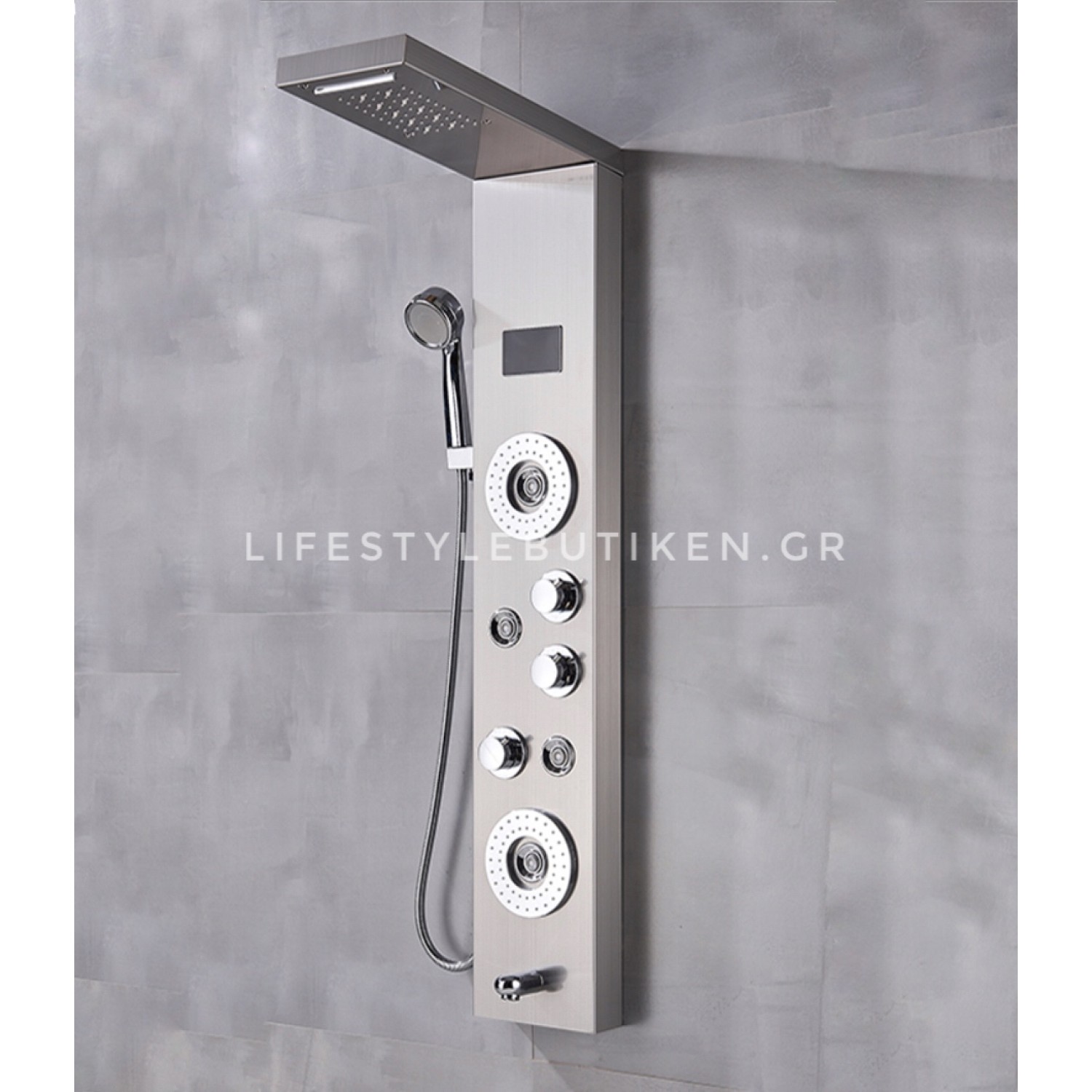 NARON Στήλη Ντουζ Υδρομασάζ Led Φωτισμό Και Ψηφιακή Οθόνη NR-6010MN MAT NICKEL