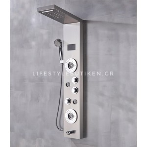 NARON Στήλη Ντουζ Υδρομασάζ Led Φωτισμό Και Ψηφιακή Οθόνη NR-6010MN MAT NICKEL