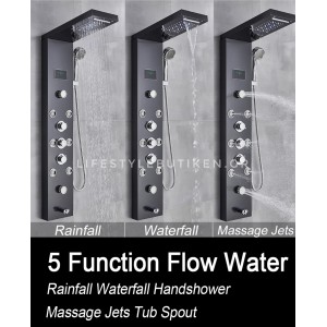 NARON Στήλη Ντουζ Υδρομασάζ Led Φωτισμό Και Ψηφιακή Οθόνη NR-6020B BLACK