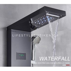 NARON Στήλη Ντουζ Υδρομασάζ Led Φωτισμό Και Ψηφιακή Οθόνη NR-6020B BLACK