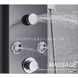 NARON Στήλη Ντουζ Υδρομασάζ Led Φωτισμό Και Ψηφιακή Οθόνη NR-6020B BLACK