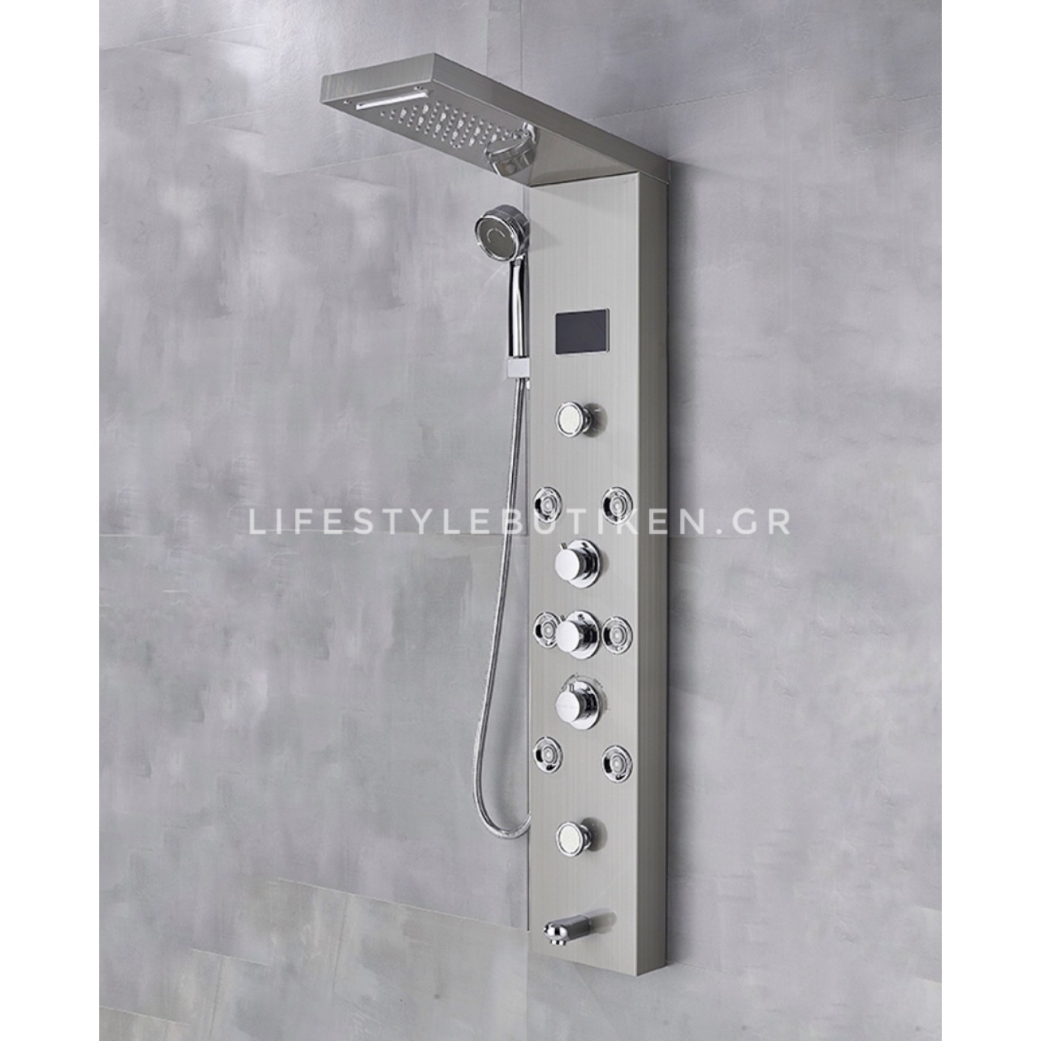 NARON Στήλη Ντουζ Υδρομασάζ Led Φωτισμό Και Ψηφιακή Οθόνη NR-6020MN MAT NICKEL