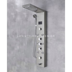 NARON Στήλη Ντουζ Υδρομασάζ Led Φωτισμό Και Ψηφιακή Οθόνη NR-6020MN MAT NICKEL