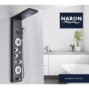 NARON Στήλη Ντουζ Υδρομασάζ Led Φωτισμό Και Ψηφιακή Οθόνη NR-6010B BLACK