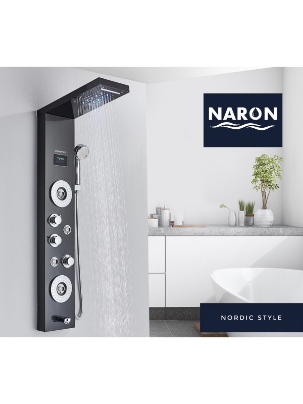 NARON Στήλη Ντουζ Υδρομασάζ Led Φωτισμό Και Ψηφιακή Οθόνη NR-6010B BLACK