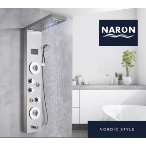 NARON Στήλη Ντουζ Υδρομασάζ Led Φωτισμό Και Ψηφιακή Οθόνη NR-6010MN MAT NICKEL