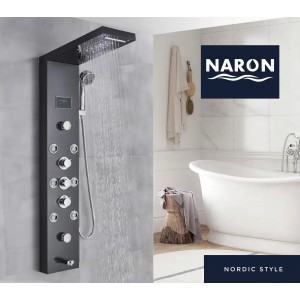 NARON Στήλη Ντουζ Υδρομασάζ Led Φωτισμό Και Ψηφιακή Οθόνη NR-6020B BLACK