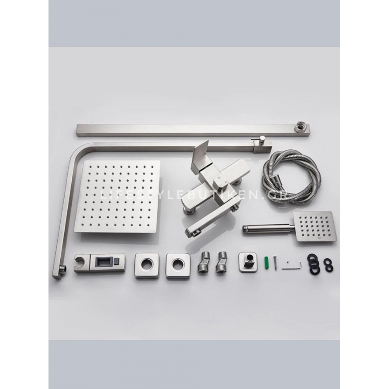 NARON Μεταλλική Στήλη Ντουζ με μπαταρία 3 Εξόδων με Περιστρεφόμενο Ρουξούνι NR-8010MN MAT NICKEL