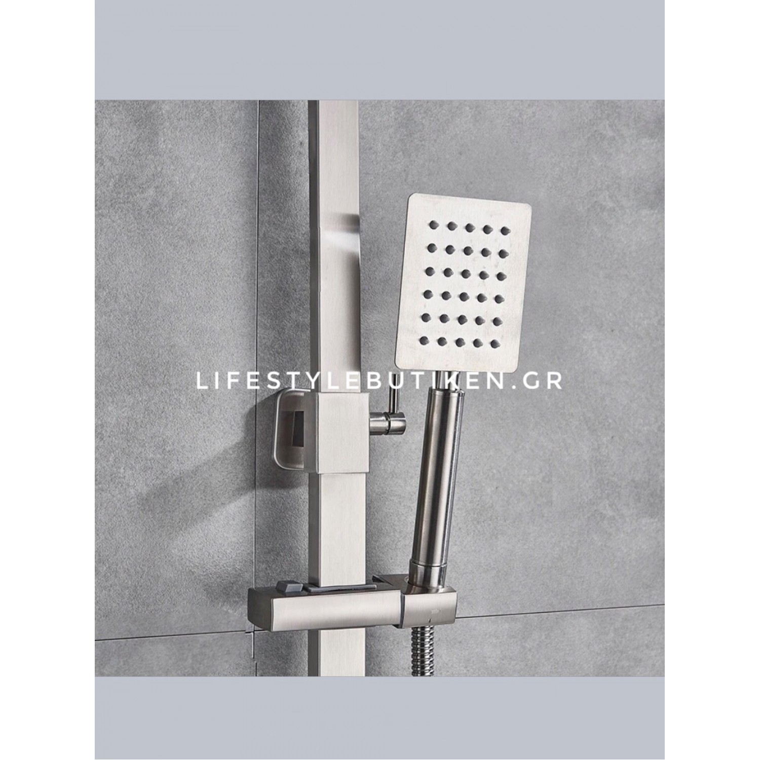 NARON Μεταλλική Στήλη Ντουζ με μπαταρία 3 Εξόδων με Περιστρεφόμενο Ρουξούνι NR-8010MN MAT NICKEL