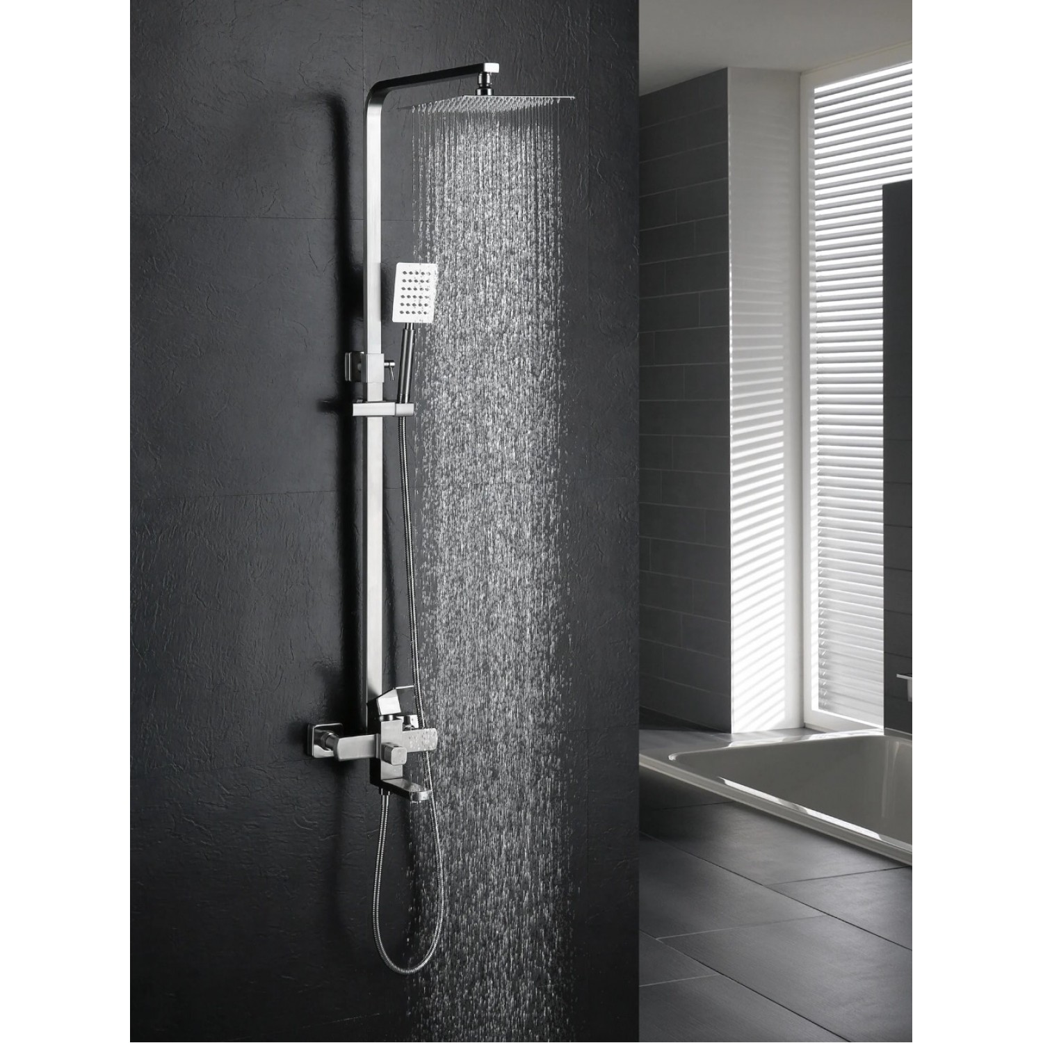 NARON Μεταλλική Στήλη Ντουζ με μπαταρία 3 Εξόδων με Περιστρεφόμενο Ρουξούνι NR-8010MN MAT NICKEL