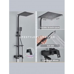 NARON Μεταλλική Στήλη Ντουζ 3 Εξόδων με Περιστρεφόμενο Ρουξούνι NR-7070B BLACK MAT