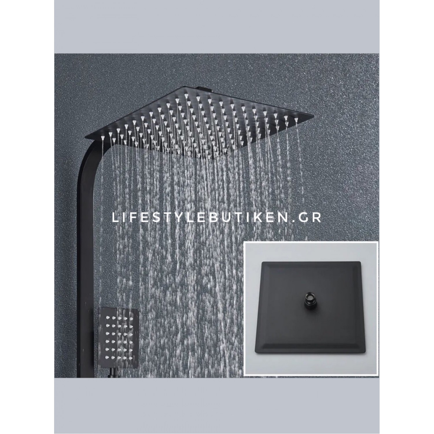 NARON Μεταλλική Στήλη Ντουζ 3 Εξόδων με Περιστρεφόμενο Ρουξούνι NR-7070B BLACK MAT