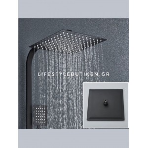 NARON Μεταλλική Στήλη Ντουζ 3 Εξόδων με Περιστρεφόμενο Ρουξούνι NR-7070B BLACK MAT