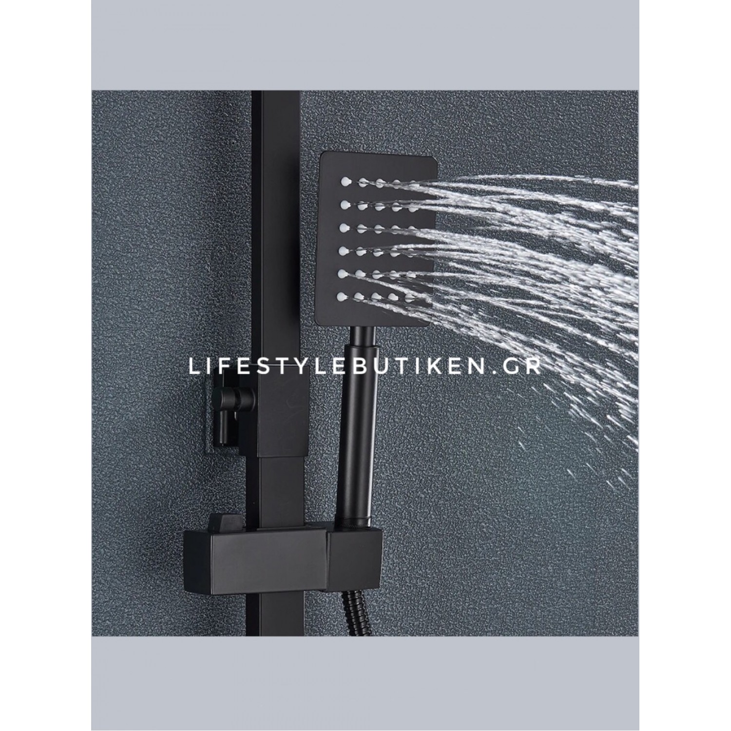 NARON Μεταλλική Στήλη Ντουζ 3 Εξόδων με Περιστρεφόμενο Ρουξούνι NR-7070B BLACK MAT