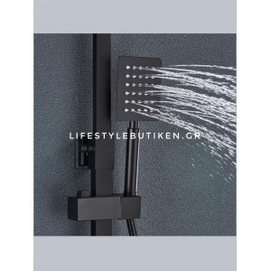 NARON Μεταλλική Στήλη Ντουζ 3 Εξόδων με Περιστρεφόμενο Ρουξούνι NR-7070B BLACK MAT