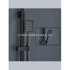 NARON Μεταλλική Στήλη Ντουζ 3 Εξόδων με Περιστρεφόμενο Ρουξούνι NR-7070B BLACK MAT