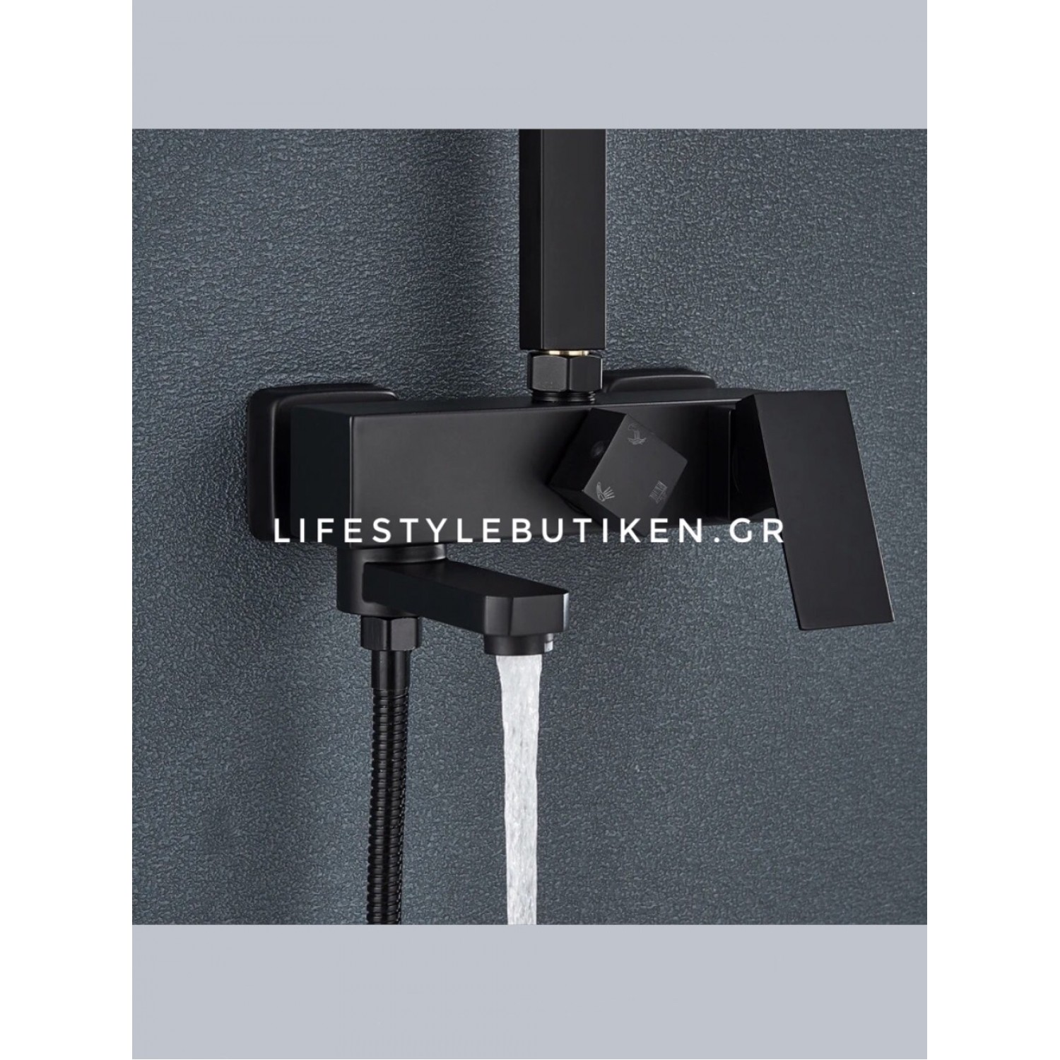 NARON Μεταλλική Στήλη Ντουζ 3 Εξόδων με Περιστρεφόμενο Ρουξούνι NR-7070B BLACK MAT