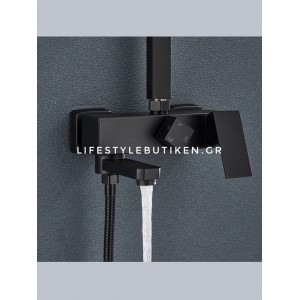 NARON Μεταλλική Στήλη Ντουζ 3 Εξόδων με Περιστρεφόμενο Ρουξούνι NR-7070B BLACK MAT