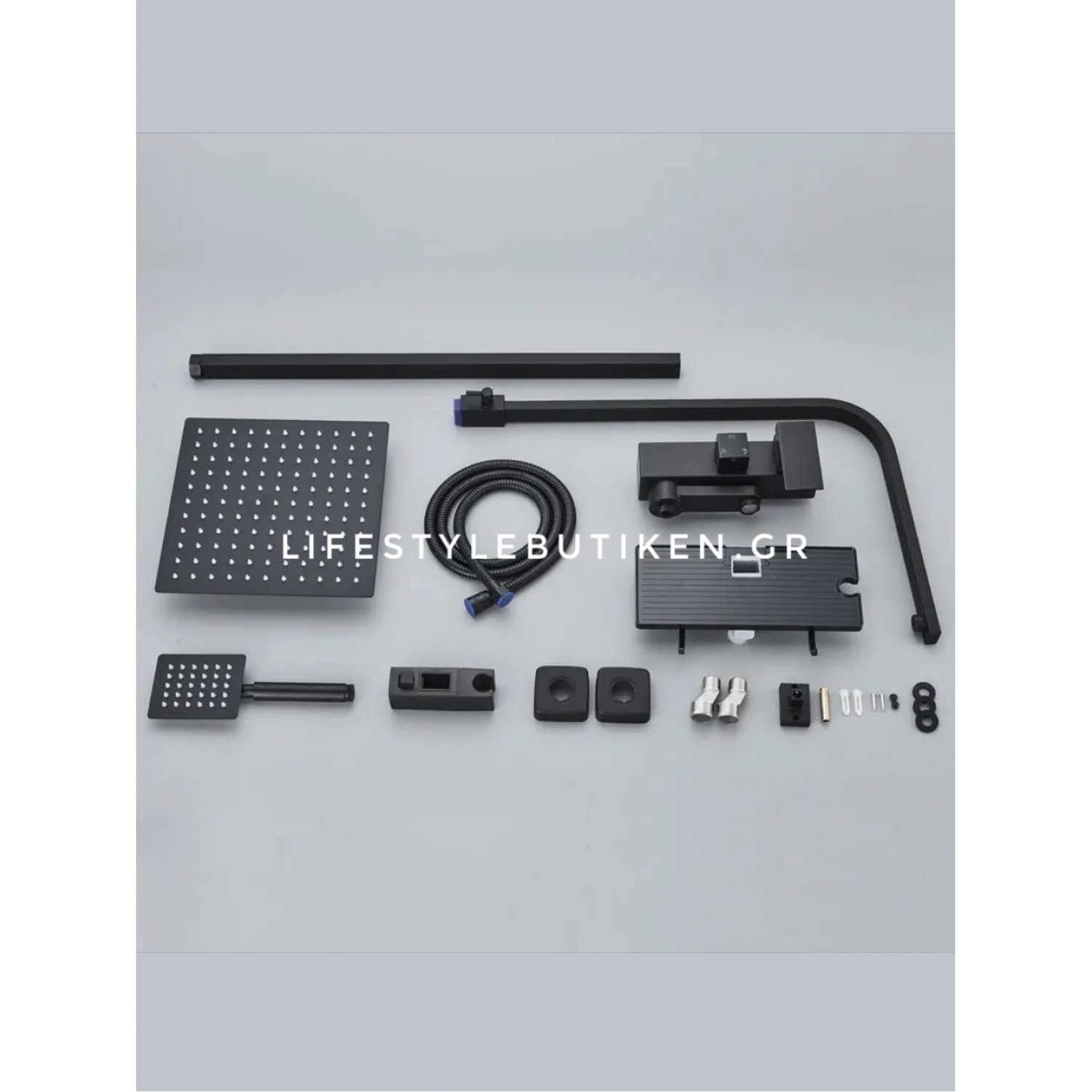 NARON Μεταλλική Στήλη Ντουζ 3 Εξόδων με Περιστρεφόμενο Ρουξούνι NR-7070B BLACK MAT