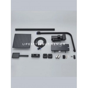 NARON Μεταλλική Στήλη Ντουζ 3 Εξόδων με Περιστρεφόμενο Ρουξούνι NR-7070B BLACK MAT