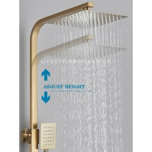 NARON Πολυτελής Στήλη Ντουζ με μπαταρία και ενσωματωμένο βρυσάκι με όλα τα Παρελκόμενα Τοποθέτησης NR9310 Brushed Gold