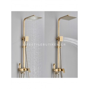 NARON Πολυτελής Στήλη Ντουζ με μπαταρία και ενσωματωμένο βρυσάκι με όλα τα Παρελκόμενα Τοποθέτησης NR9310 Brushed Gold