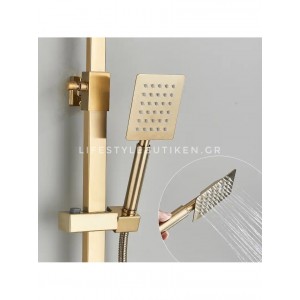 NARON Πολυτελής Στήλη Ντουζ με μπαταρία και ενσωματωμένο βρυσάκι με όλα τα Παρελκόμενα Τοποθέτησης NR9310 Brushed Gold