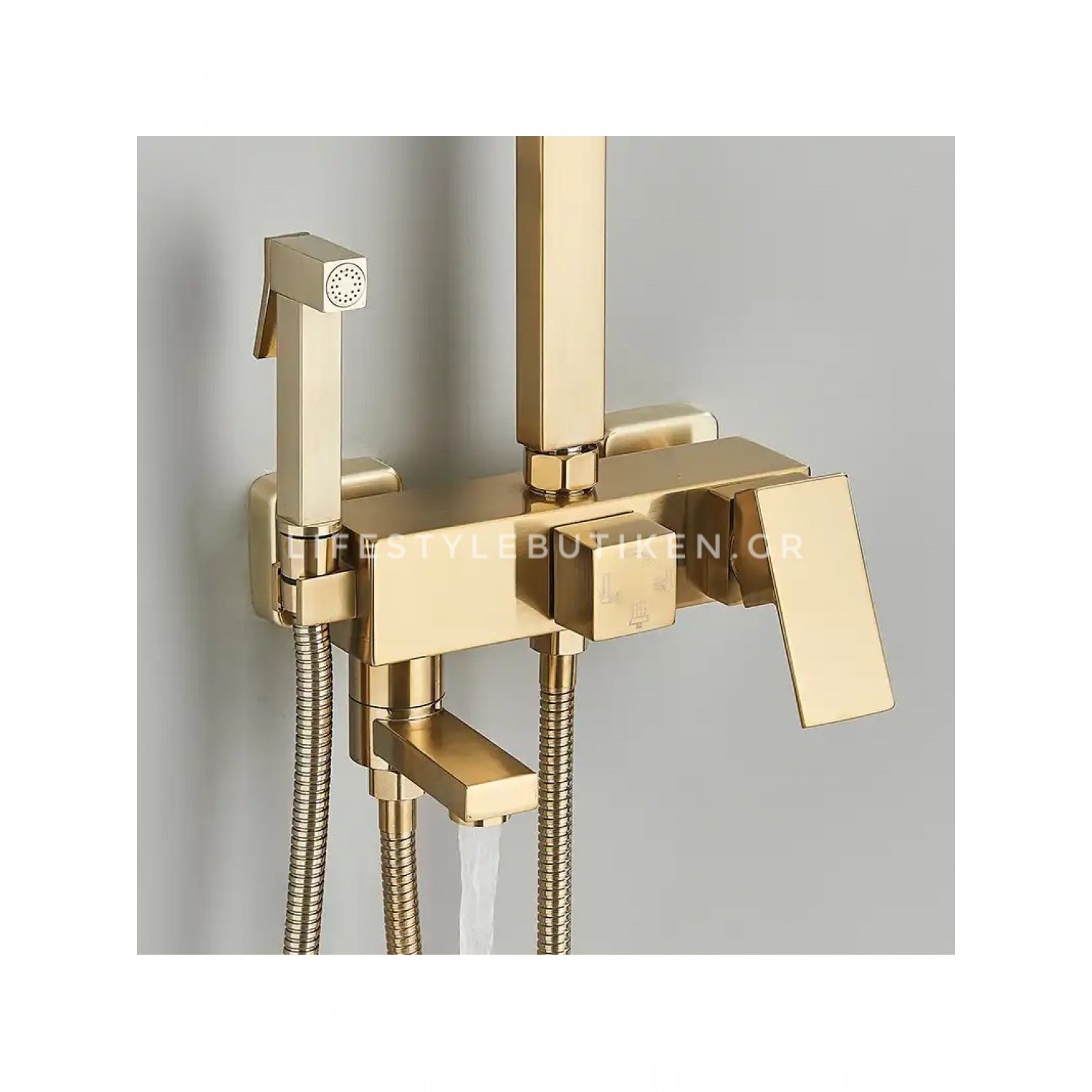 NARON Πολυτελής Στήλη Ντουζ με μπαταρία και ενσωματωμένο βρυσάκι με όλα τα Παρελκόμενα Τοποθέτησης NR9310 Brushed Gold