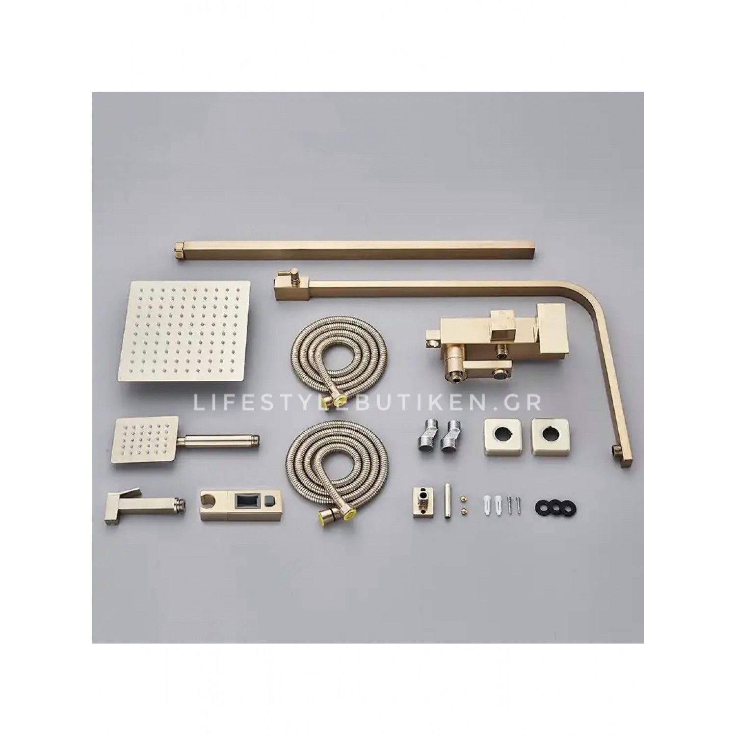 NARON Πολυτελής Στήλη Ντουζ με μπαταρία και ενσωματωμένο βρυσάκι με όλα τα Παρελκόμενα Τοποθέτησης NR9310 Brushed Gold