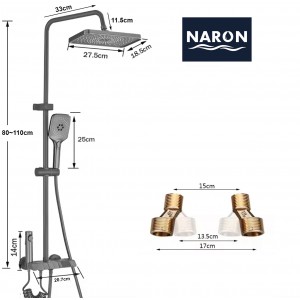 NARON Στήλη Ντουζ Με Μπαταρία Ψηφιακής Οθόνης Και Πλήκτρα Πιάνο NR4022 GUN GREY