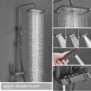 NARON Στήλη Ντουζ Με Μπαταρία Ψηφιακής Οθόνης Και Πλήκτρα Πιάνο NR4022 GUN GREY