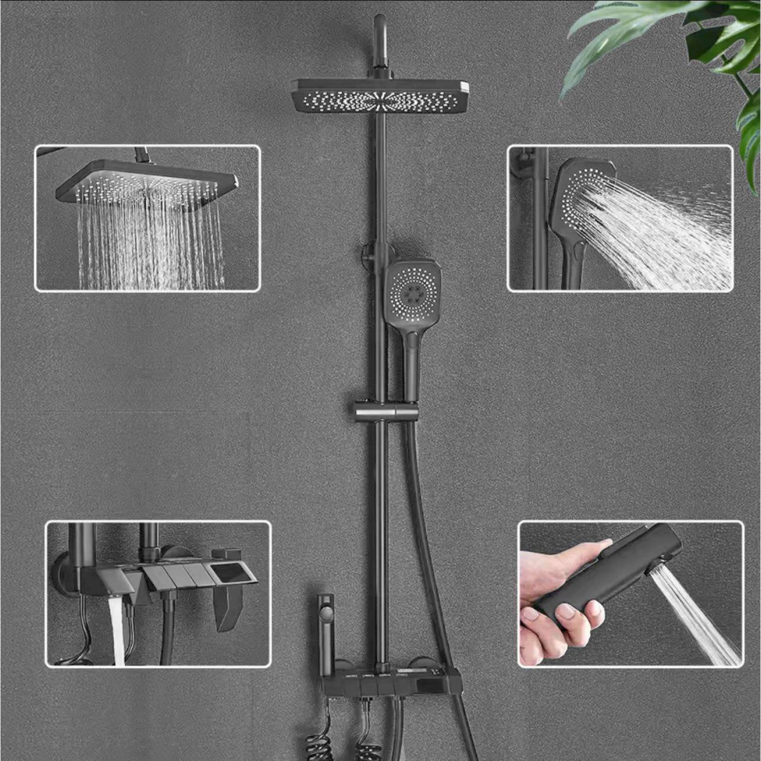 NARON Στήλη Ντουζ Με Μπαταρία Ψηφιακής Οθόνης Και Πλήκτρα Πιάνο NR4022 GUN GREY