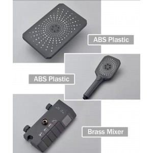 NARON Στήλη Ντουζ Με Μπαταρία Ψηφιακής Οθόνης Και Πλήκτρα Πιάνο NR4022 GUN GREY