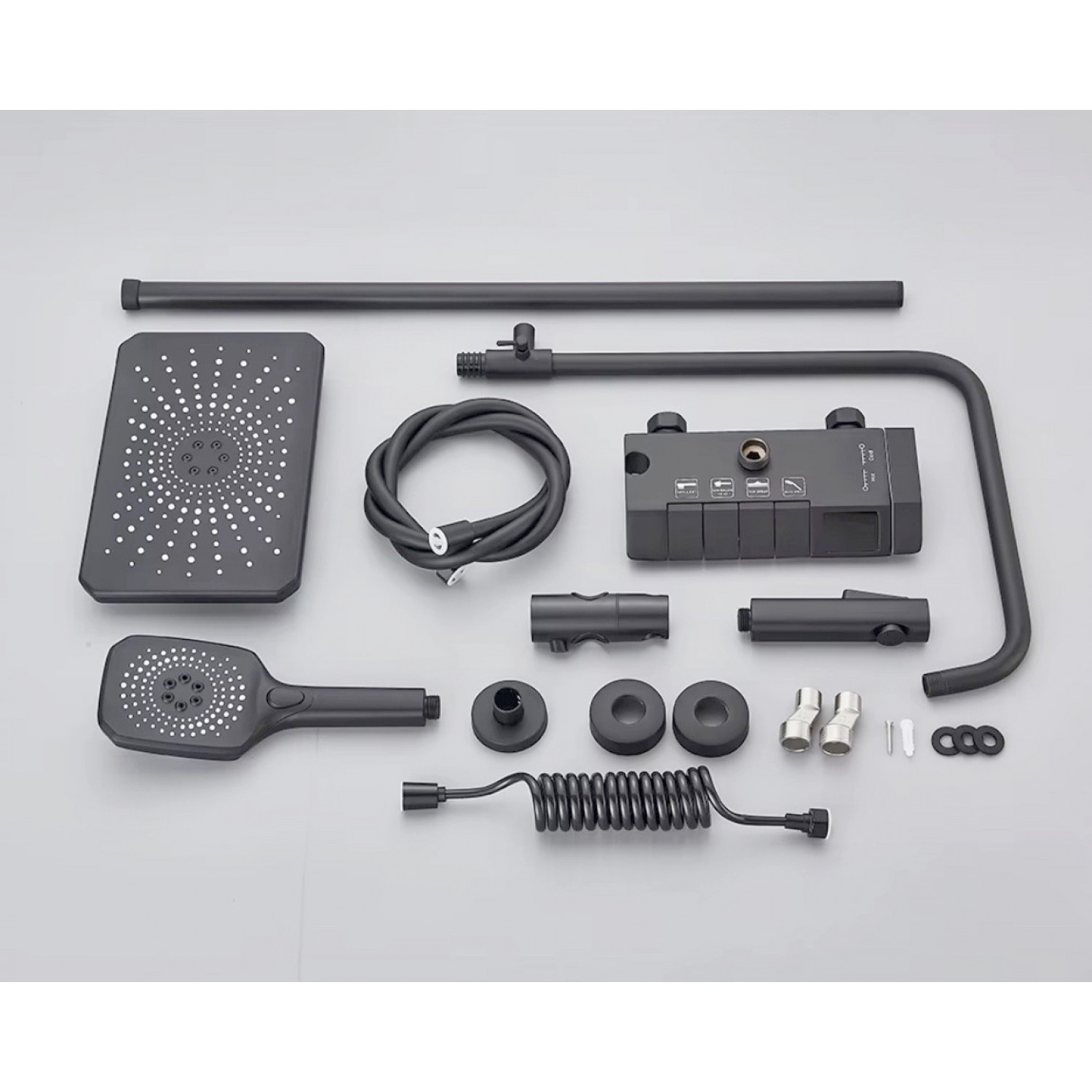 NARON Στήλη Ντουζ Με Μπαταρία Ψηφιακής Οθόνης Και Πλήκτρα Πιάνο NR4022 GUN GREY