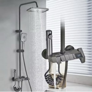 NARON Στήλη Ντουζ Με Μπαταρία Ψηφιακής Οθόνης Και Πλήκτρα Πιάνο NR4022 GUN GREY