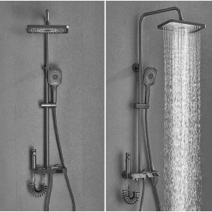 NARON Στήλη Ντουζ Με Μπαταρία Ψηφιακής Οθόνης Και Πλήκτρα Πιάνο NR4022 GUN GREY