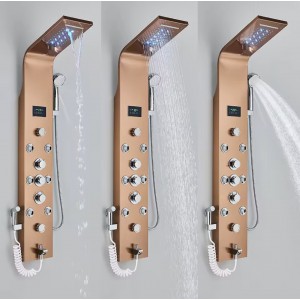 NARON Στήλη Ντουζ Υδρομασάζ Led Φωτισμό Και Ψηφιακή Οθόνη NR6220 ROSE GOLD