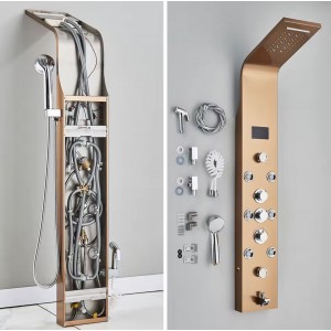 NARON Στήλη Ντουζ Υδρομασάζ Led Φωτισμό Και Ψηφιακή Οθόνη NR6220 ROSE GOLD