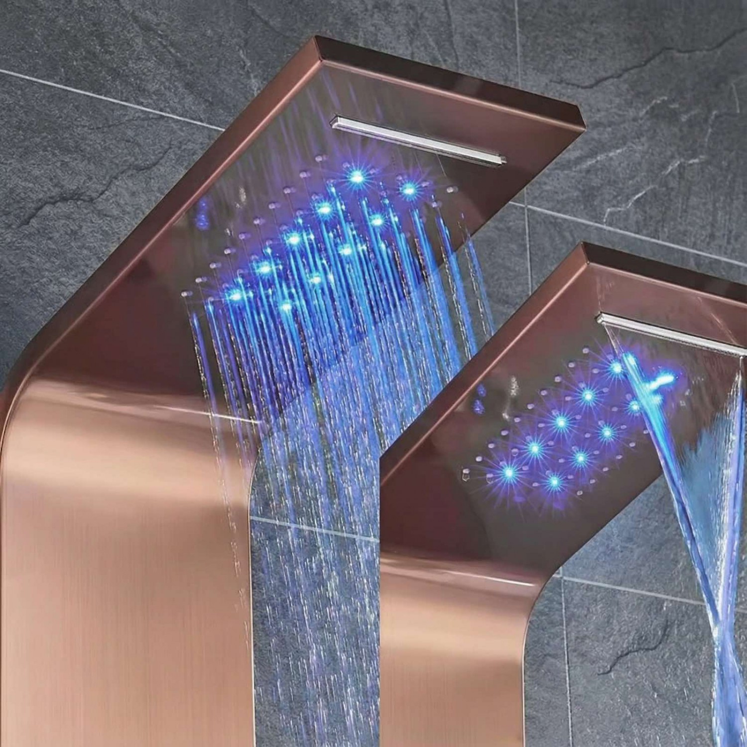 NARON Στήλη Ντουζ Υδρομασάζ Led Φωτισμό Και Ψηφιακή Οθόνη NR6220 ROSE GOLD