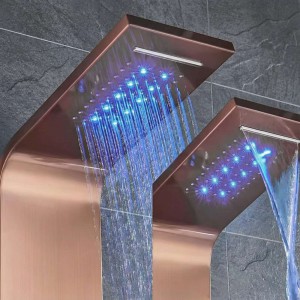 NARON Στήλη Ντουζ Υδρομασάζ Led Φωτισμό Και Ψηφιακή Οθόνη NR6220 ROSE GOLD