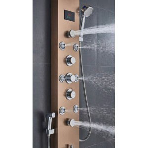 NARON Στήλη Ντουζ Υδρομασάζ Led Φωτισμό Και Ψηφιακή Οθόνη NR6220 ROSE GOLD