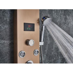 NARON Στήλη Ντουζ Υδρομασάζ Led Φωτισμό Και Ψηφιακή Οθόνη NR6220 ROSE GOLD