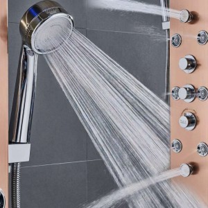 NARON Στήλη Ντουζ Υδρομασάζ Led Φωτισμό Και Ψηφιακή Οθόνη NR6220 ROSE GOLD