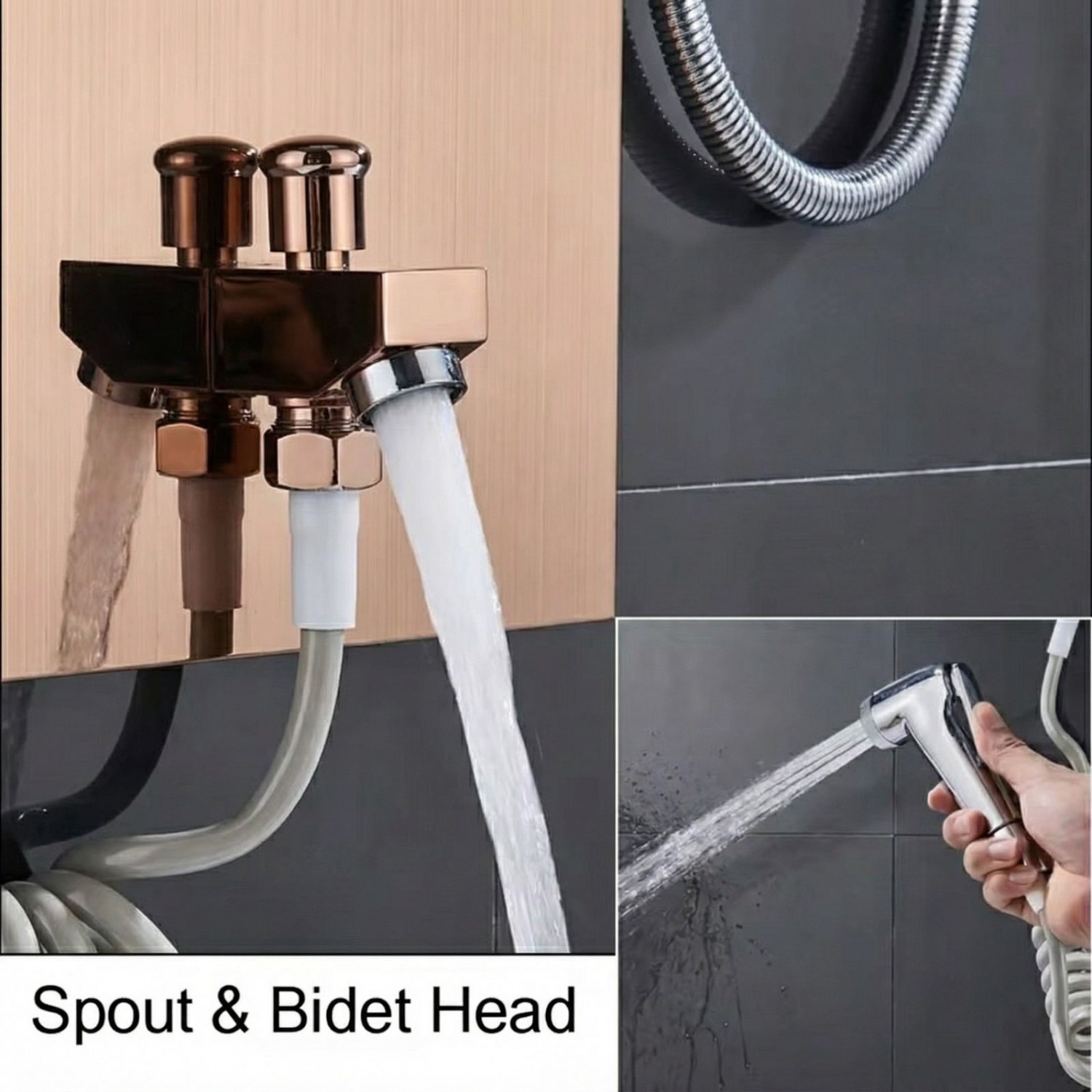 NARON Στήλη Ντουζ Υδρομασάζ Led Φωτισμό Και Ψηφιακή Οθόνη NR6220 ROSE GOLD