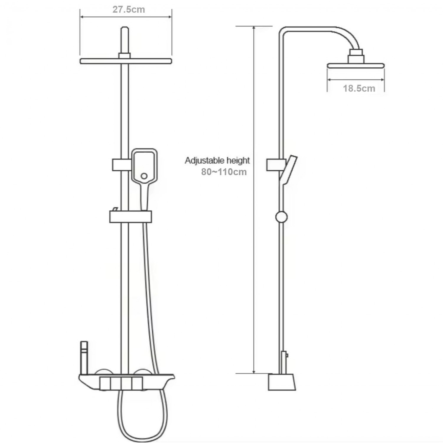 NARON Στήλη Ντουζ Με Μπαταρία Ψηφιακής Οθόνης Και Πλήκτρα Πιάνο NR4022 WHITE