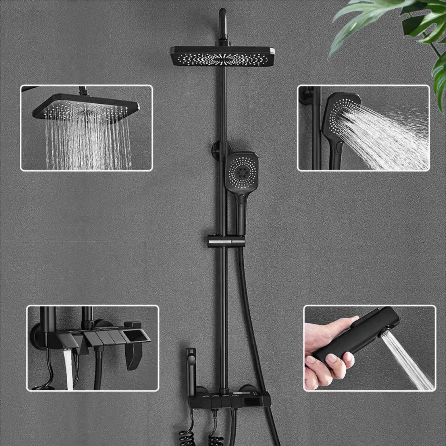 NARON Στήλη Ντουζ Με Μπαταρία Ψηφιακής Οθόνης Και Πλήκτρα Πιάνο NR4022 BLACK MAT