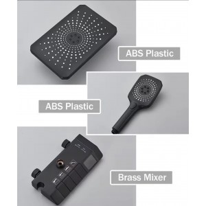 NARON Στήλη Ντουζ Με Μπαταρία Ψηφιακής Οθόνης Και Πλήκτρα Πιάνο NR4022 BLACK MAT