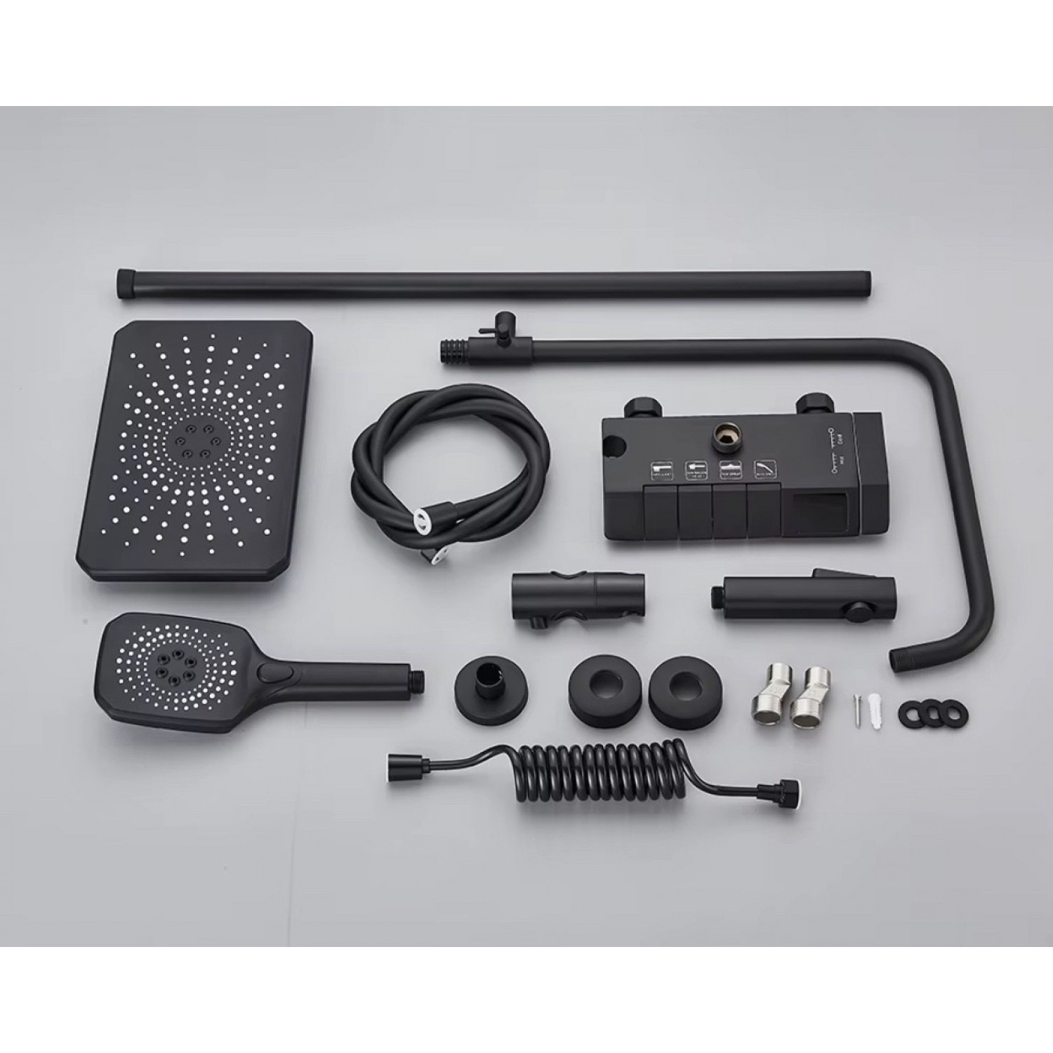 NARON Στήλη Ντουζ Με Μπαταρία Ψηφιακής Οθόνης Και Πλήκτρα Πιάνο NR4022 BLACK MAT