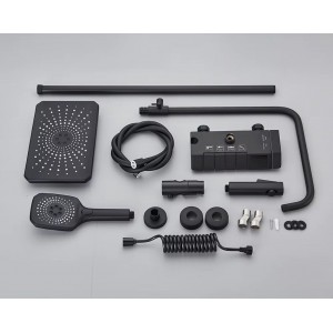 NARON Στήλη Ντουζ Με Μπαταρία Ψηφιακής Οθόνης Και Πλήκτρα Πιάνο NR4022 BLACK MAT